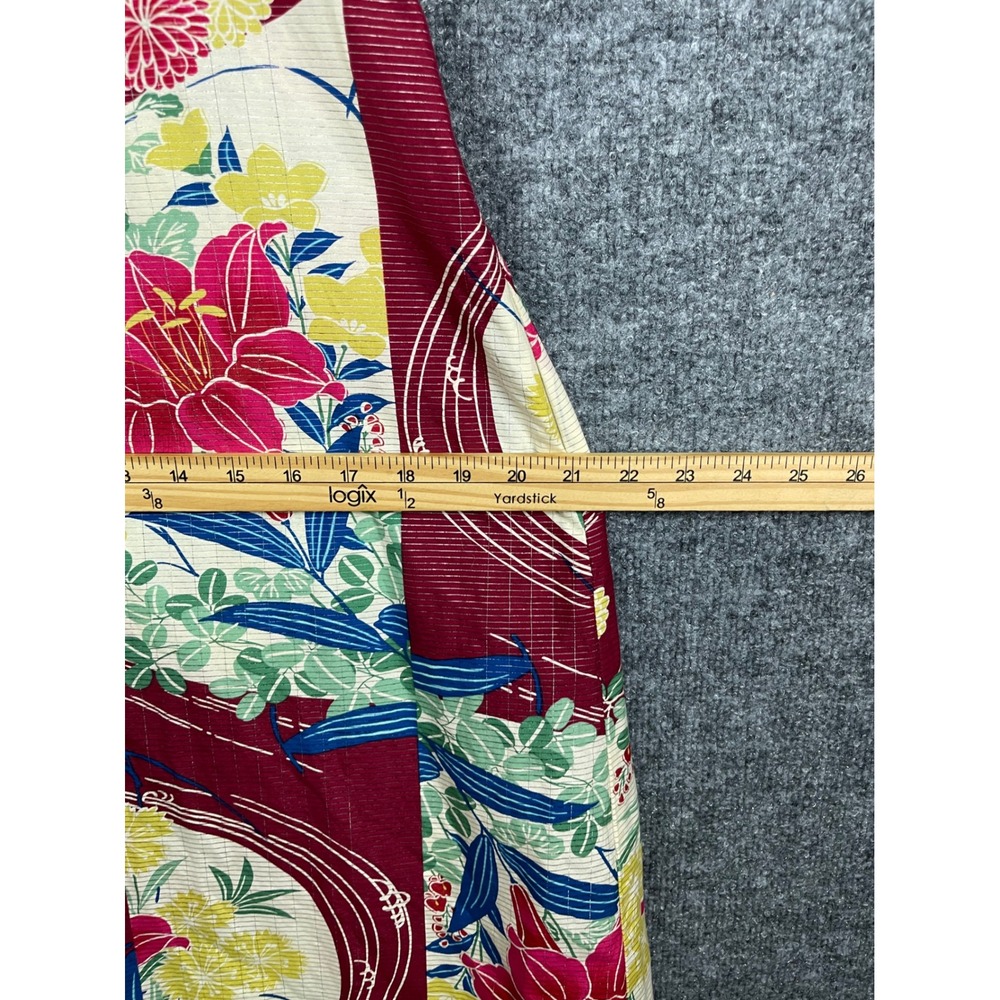 Maeve Dress‎ Women 12 Red Floral Silk Blend Great V-Neck Metallic Anthropologie - Picture 16 of 16
